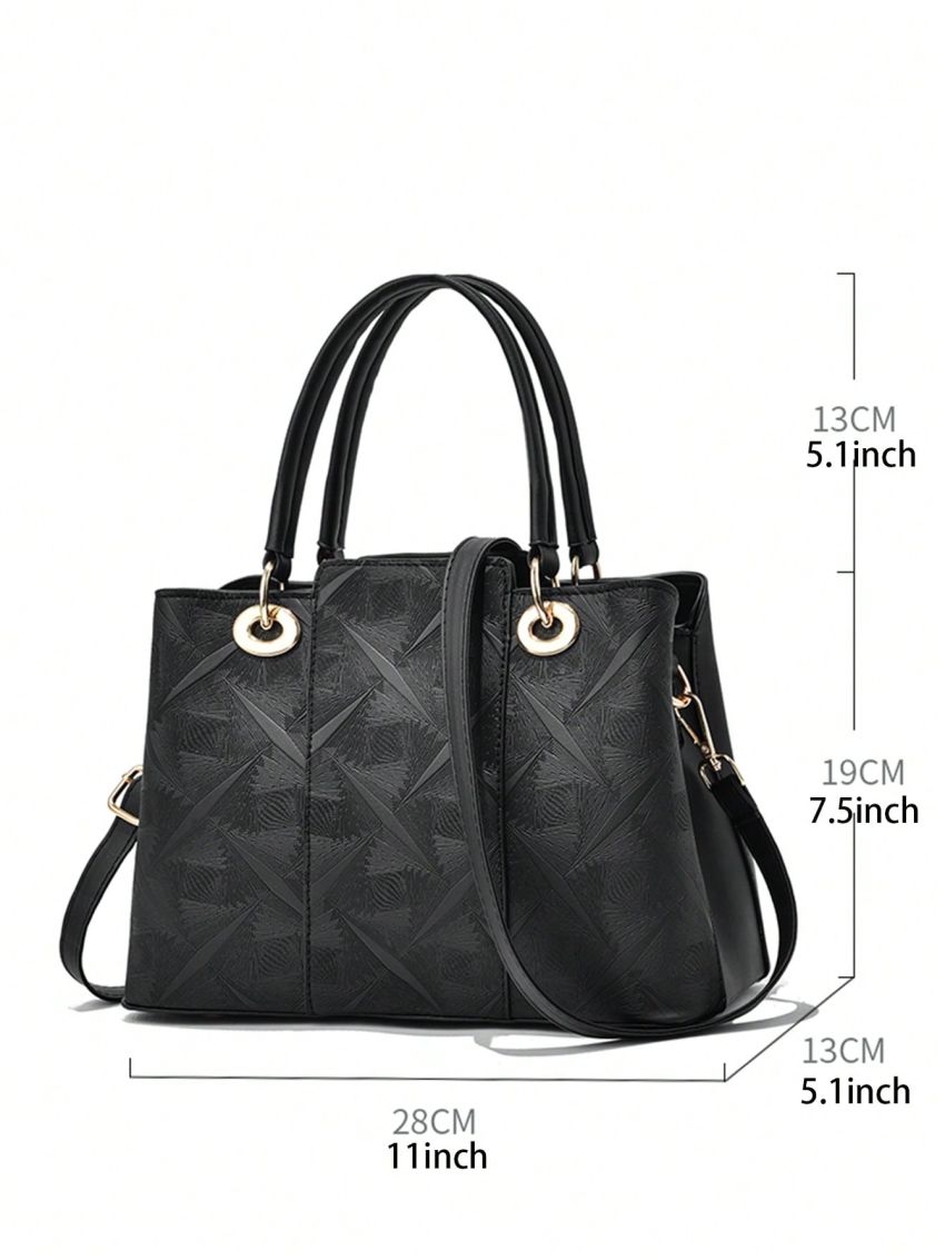 Medium Square Bag Embossed Detail Black