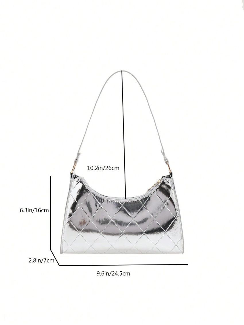 Small Baguette Bag Stitch Detail Metallic Funky