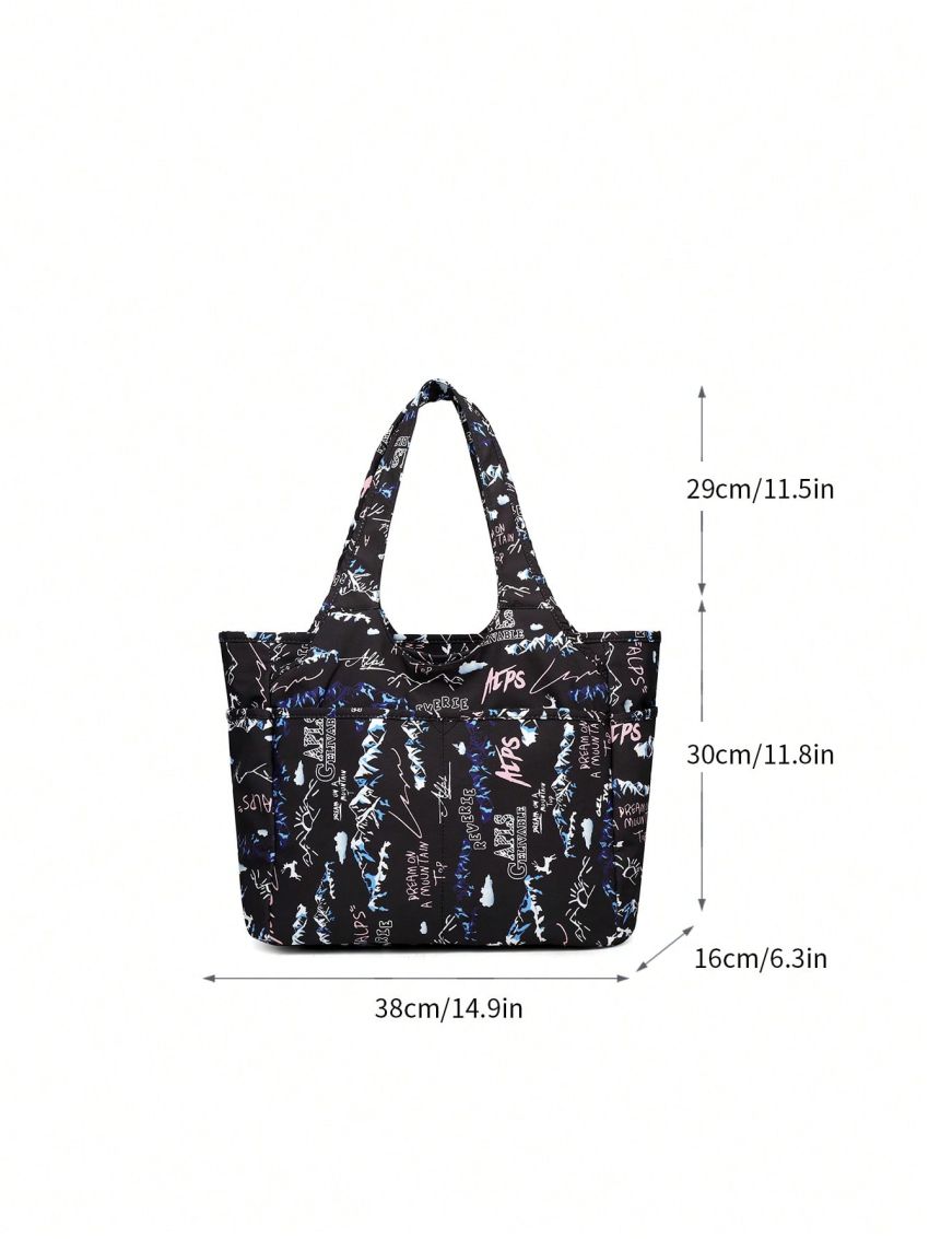 Letter & Mountain Graphic Shopper Bag Casual
