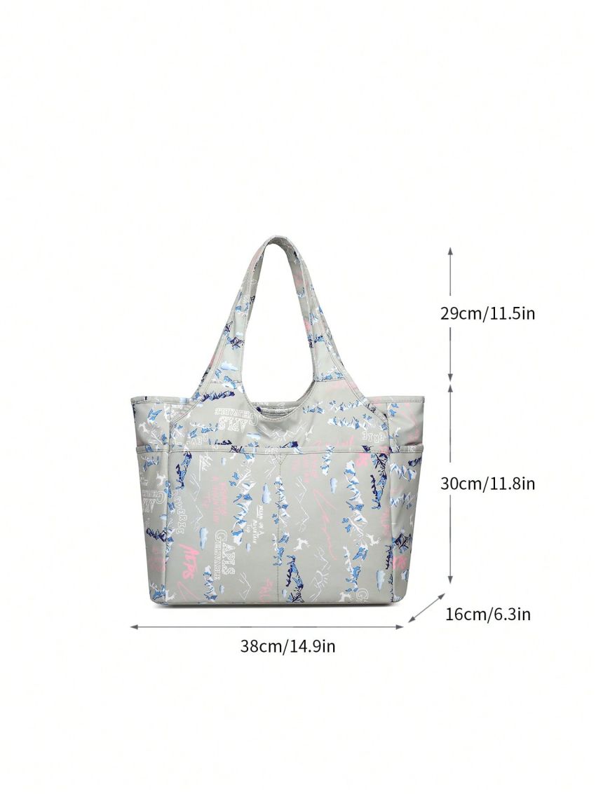 Letter & Mountain Graphic Shopper Bag Casual