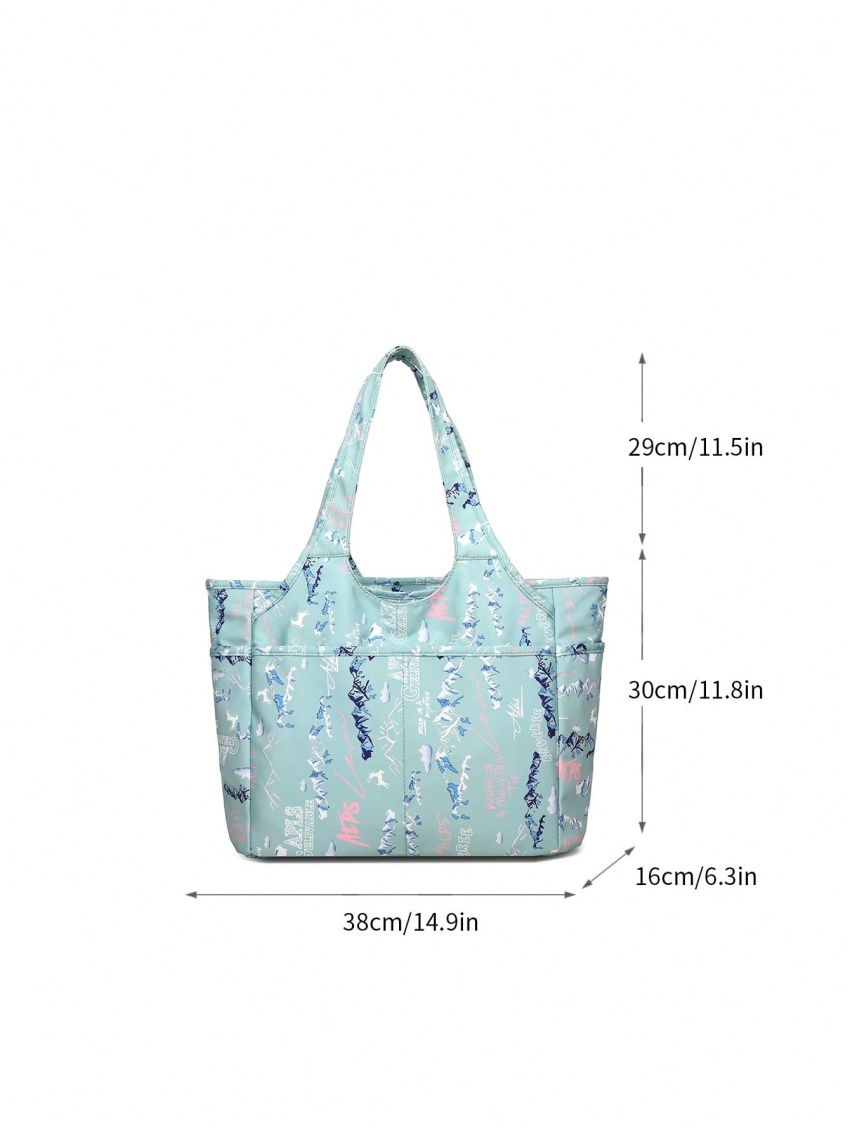 Letter & Mountain Graphic Shopper Bag Casual