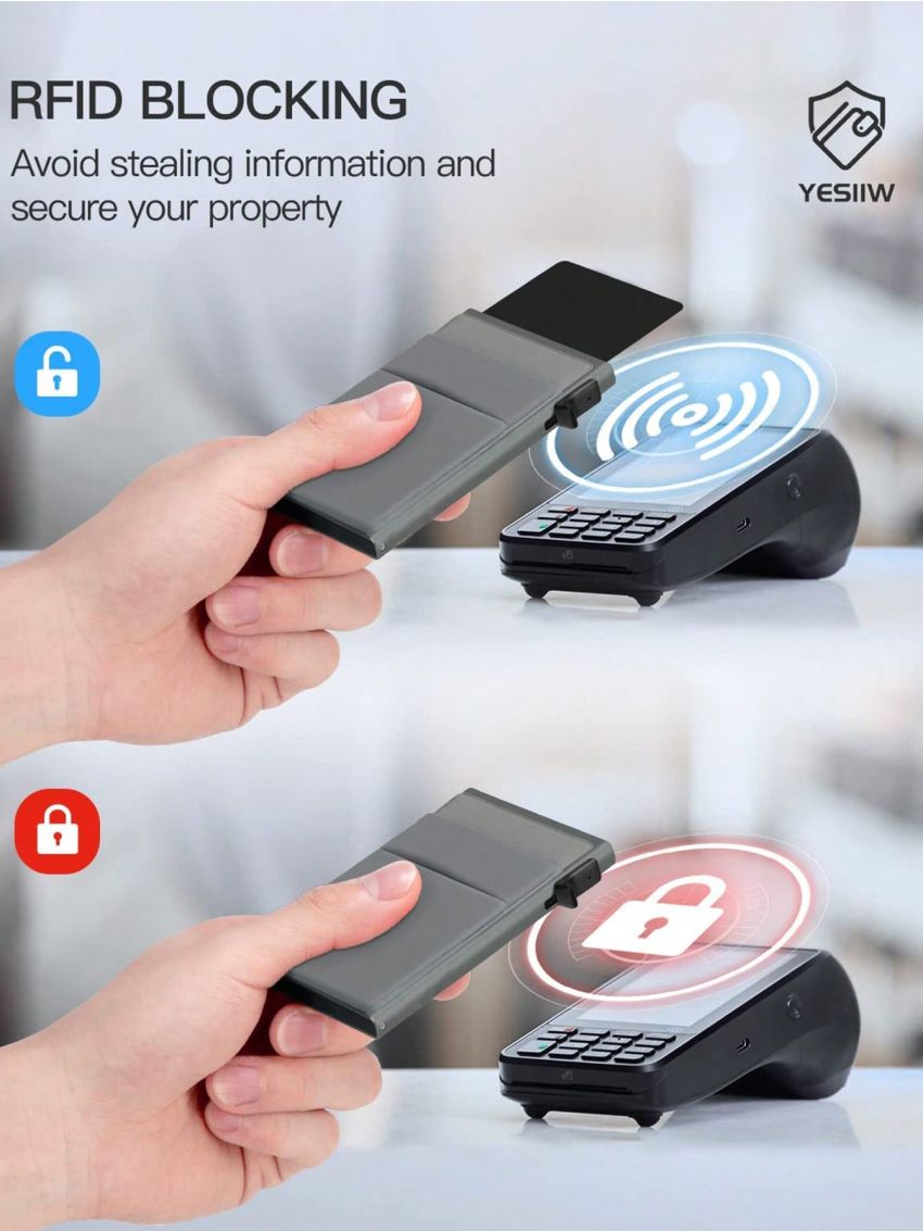 Minimalist Pop Out Card Holder Hardshell RFID Blocking Card Slot