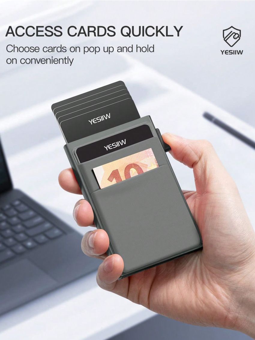 Minimalist Pop Out Card Holder Hardshell RFID Blocking Card Slot