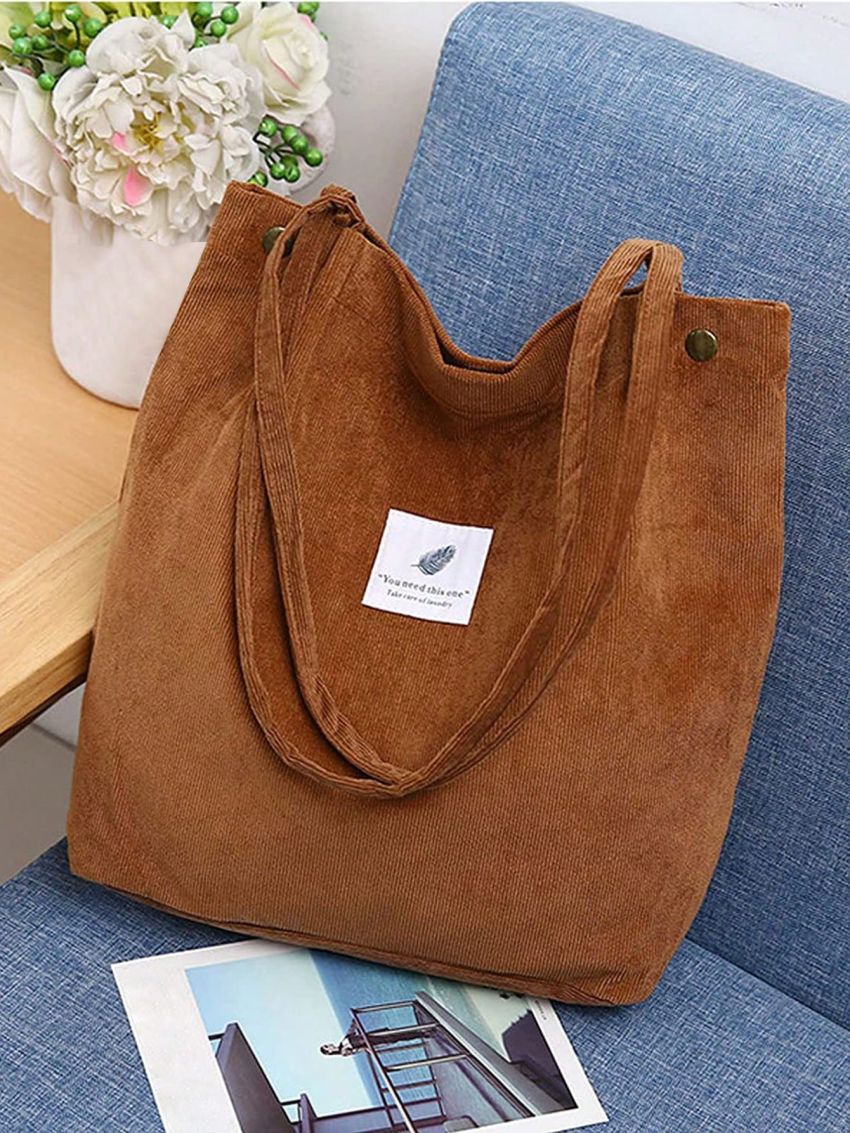 Canvas Bag Women's Corduroy Shoulder Bag Fashion Leisure Shopping Bag Travel Organizer Handbag