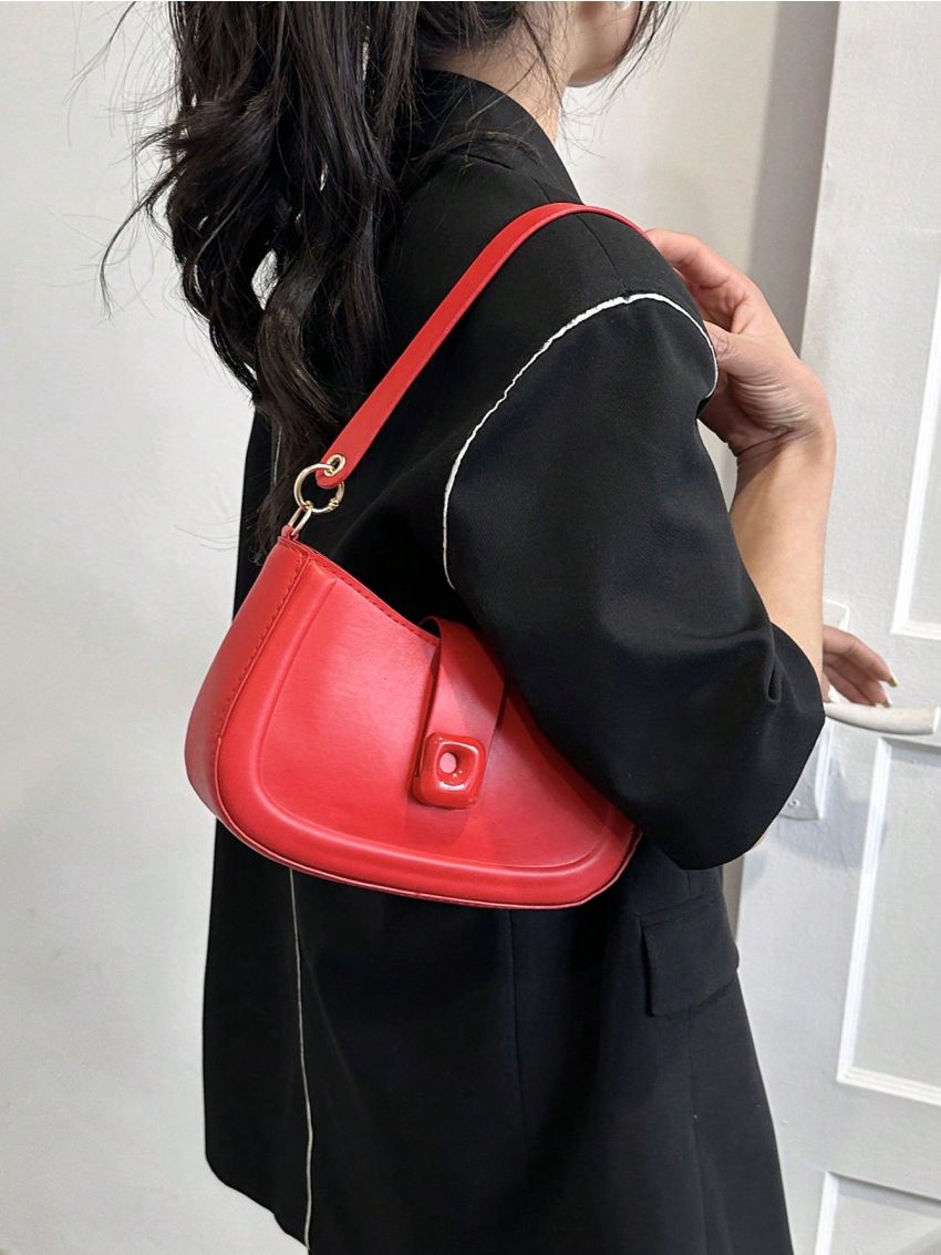 Small Zipper Hobo Bag Minimalist Metal Decor