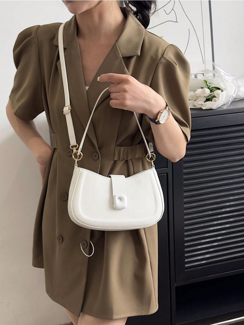 Minimalist Hobo Bag Small White