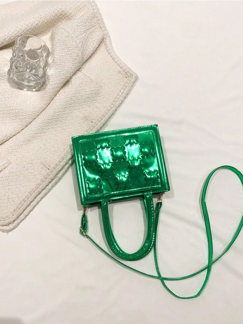 Mini Square Bag Embossed Detail Metallic Funky