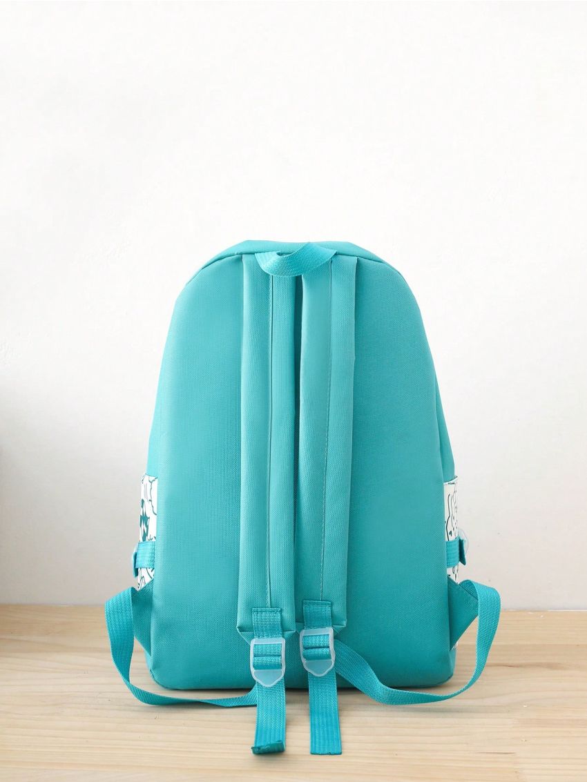 4pcs Bag Set Classic Backpack Letter Patch Square Bag