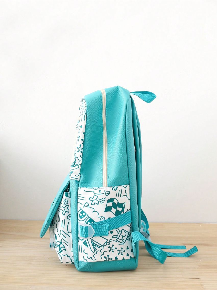 4pcs Bag Set Classic Backpack Letter Patch Square Bag