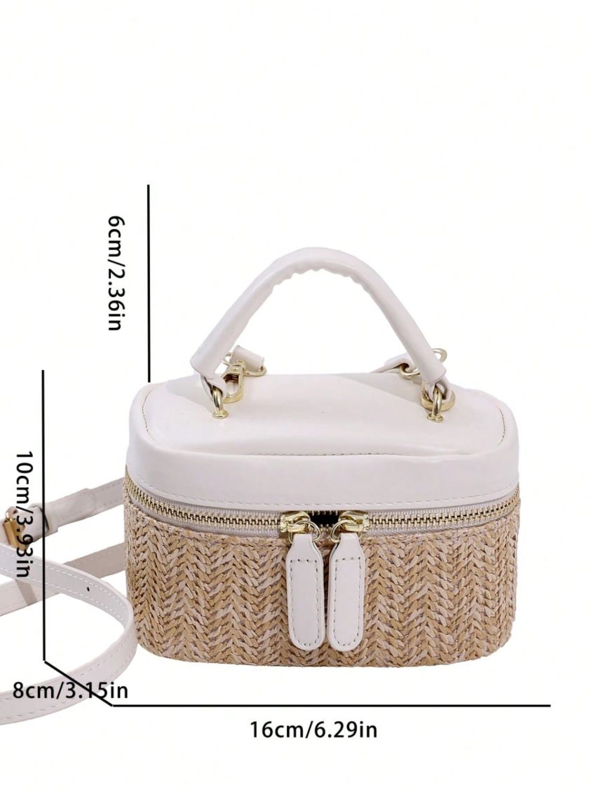 Mini Straw Bag Top Handle Chain Strap