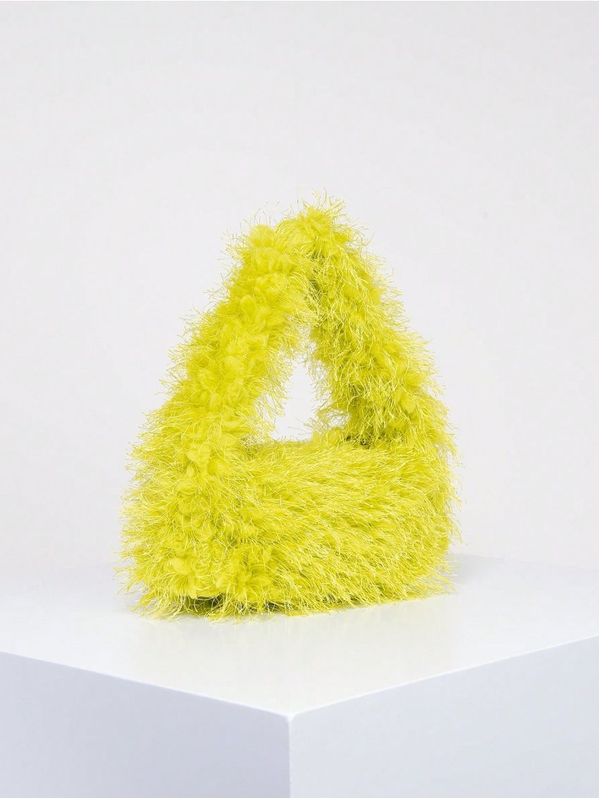 Medium Satchel Bag Solid Color Fluffy