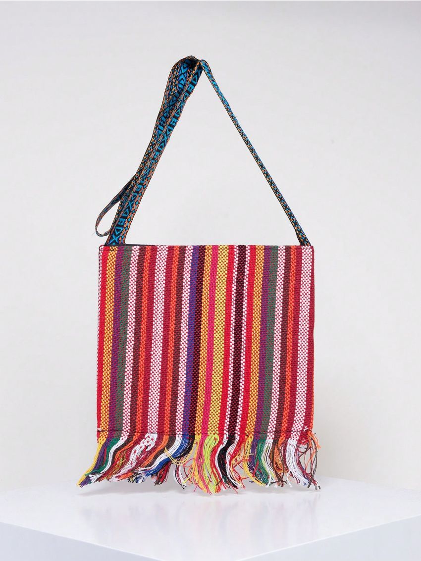 Vintage Embroidered Tassel Sling Crossbody Boho Hippie Shoulder Bag