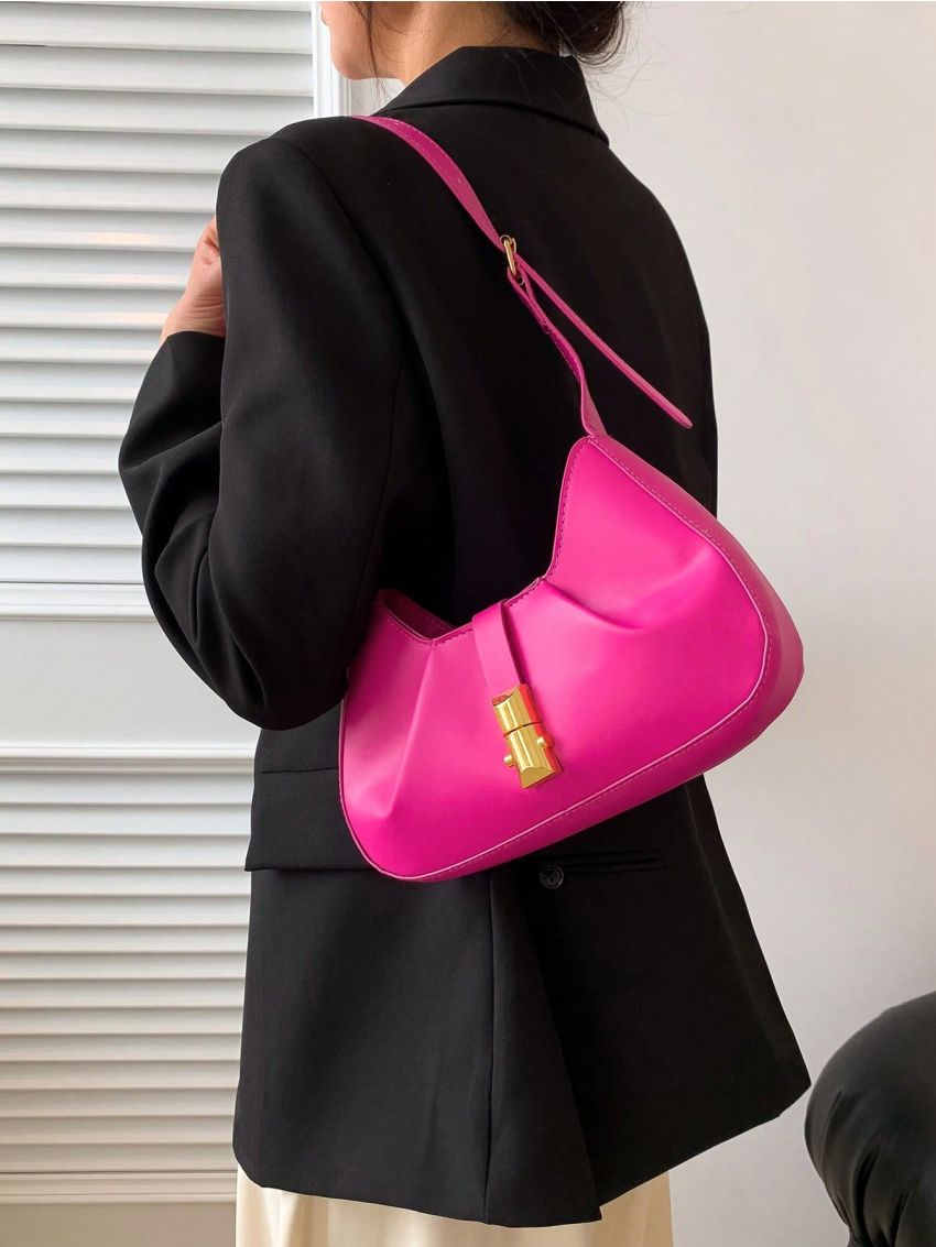 Medium Hobo Bag Hot Pink Fashionable For Daily