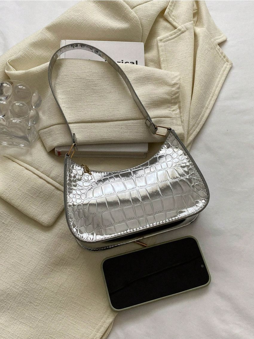 Crocodile Embossed Hobo Bag Mini Funky