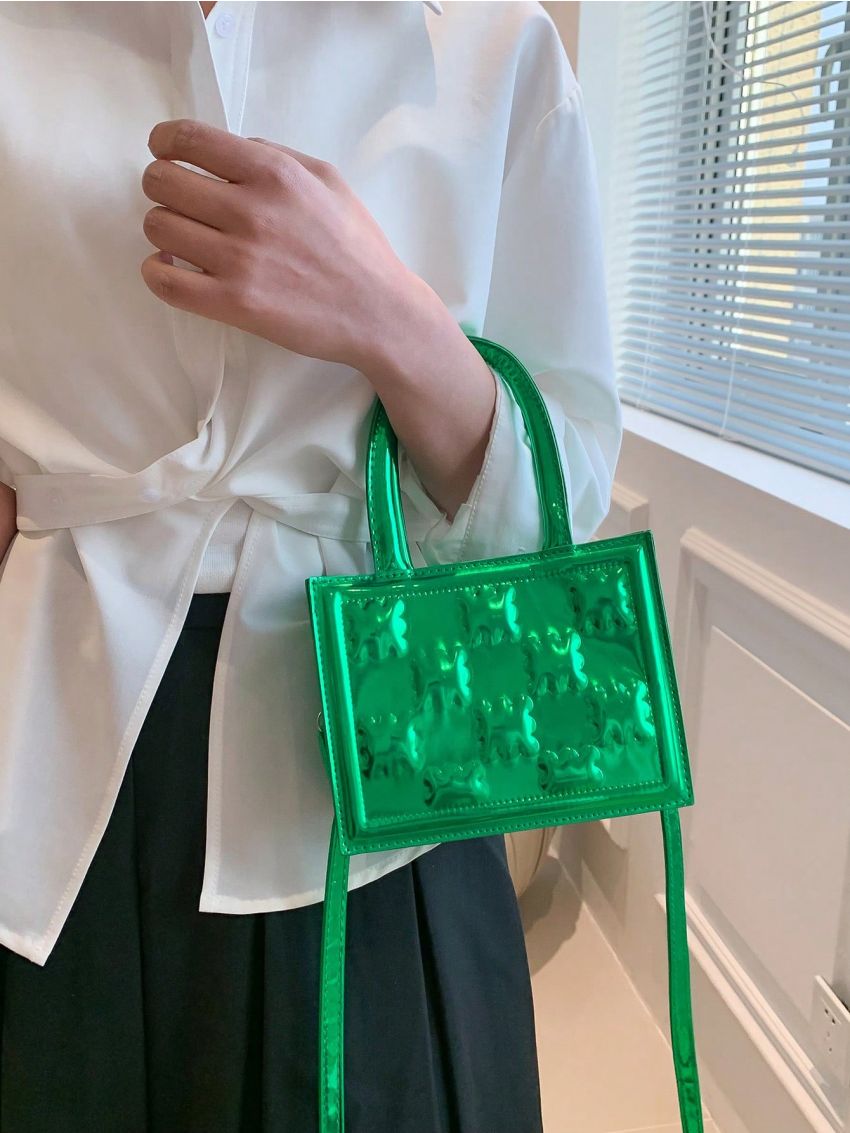 Mini Square Bag Embossed Detail Metallic Funky