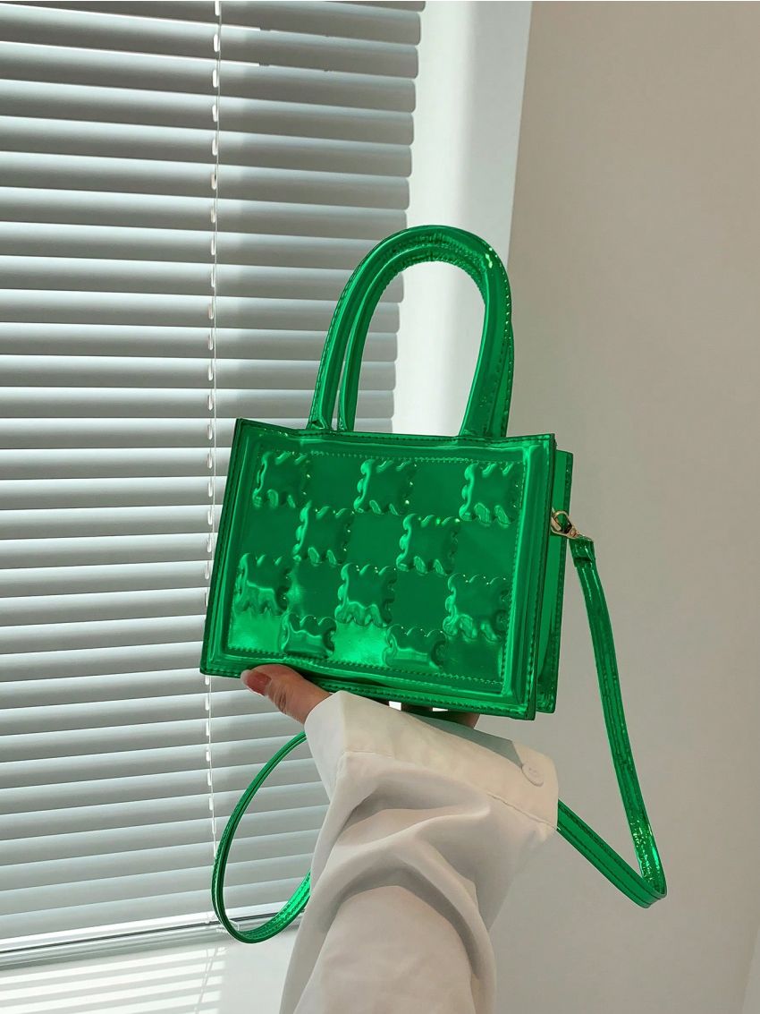 Mini Square Bag Embossed Detail Metallic Funky