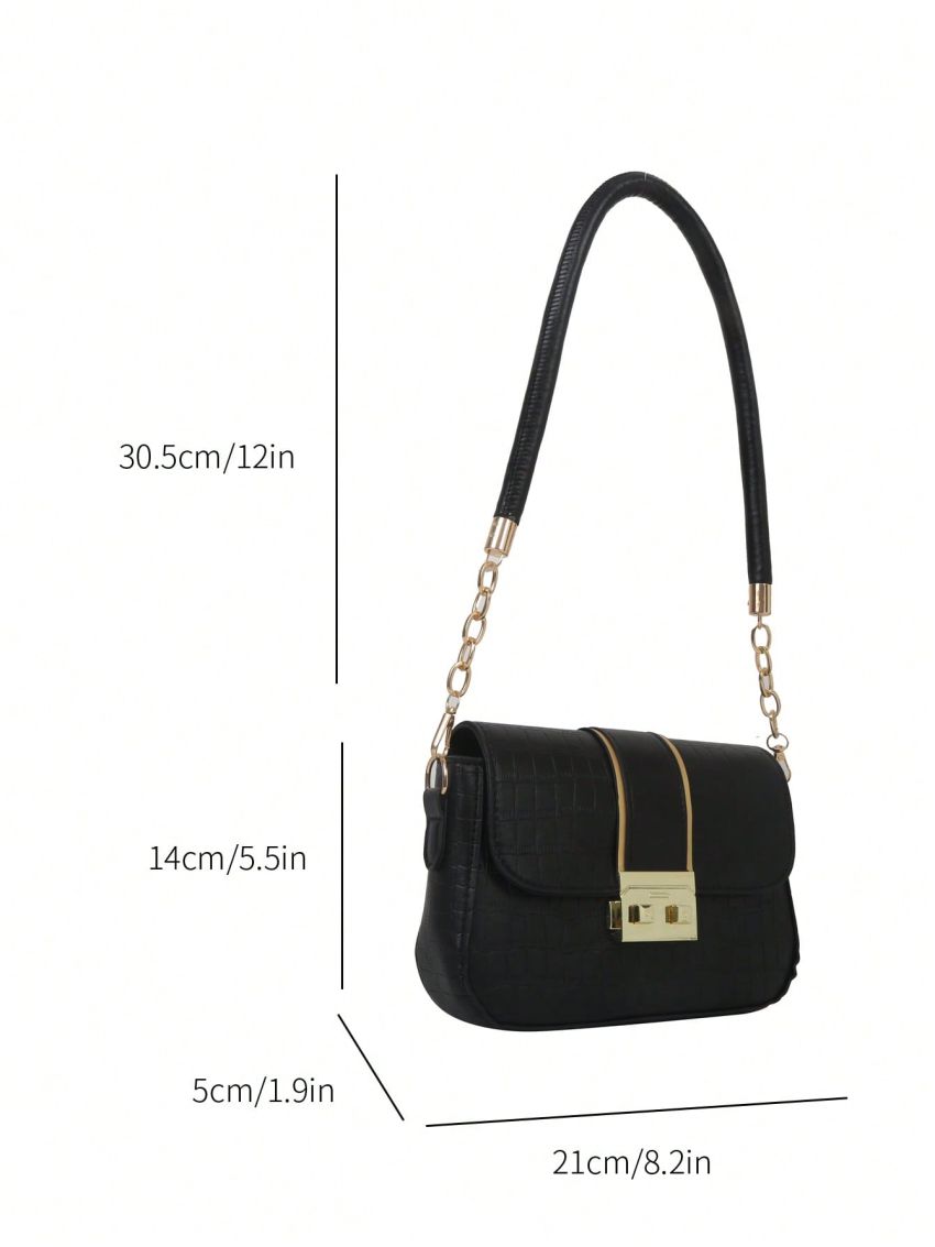 Small Square Bag Crocodile Embossed Flap