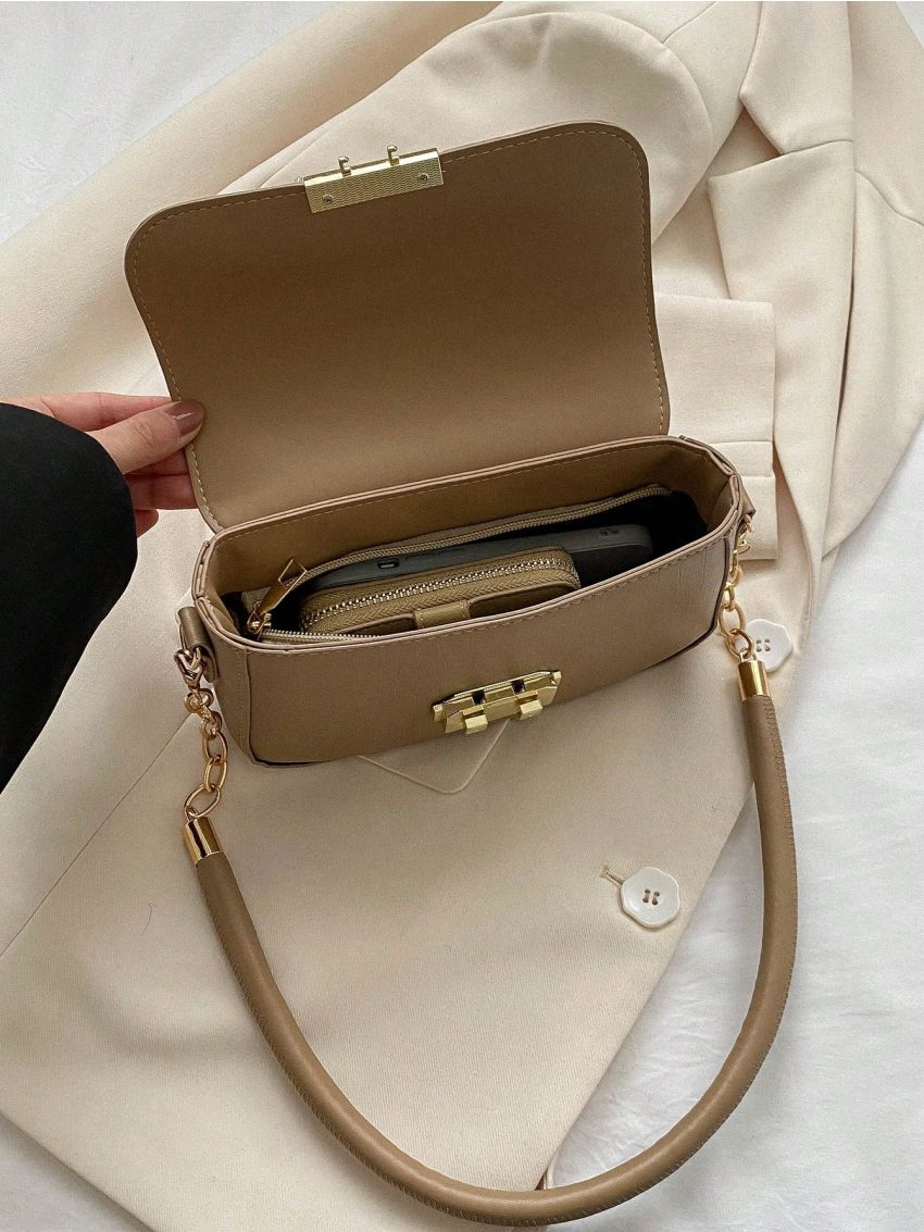 Small Square Bag Crocodile Embossed Flap