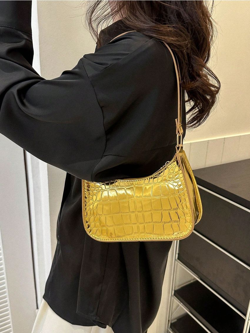 Crocodile Embossed Hobo Bag Mini Funky