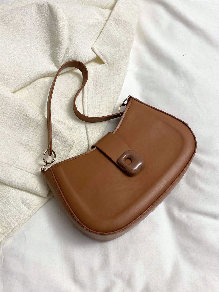 Minimalist Hobo Bag Small Zipper Brown