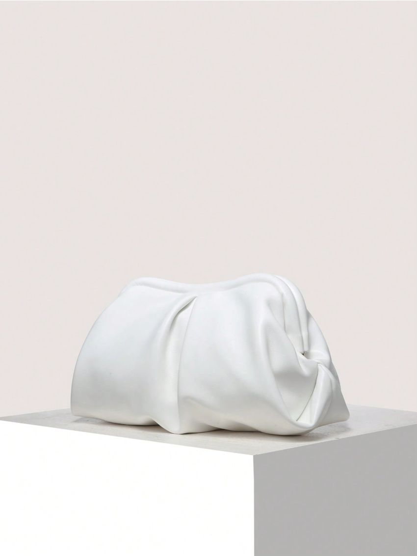 Metallic Ruched Bag Silver Clutch Bag For Daily