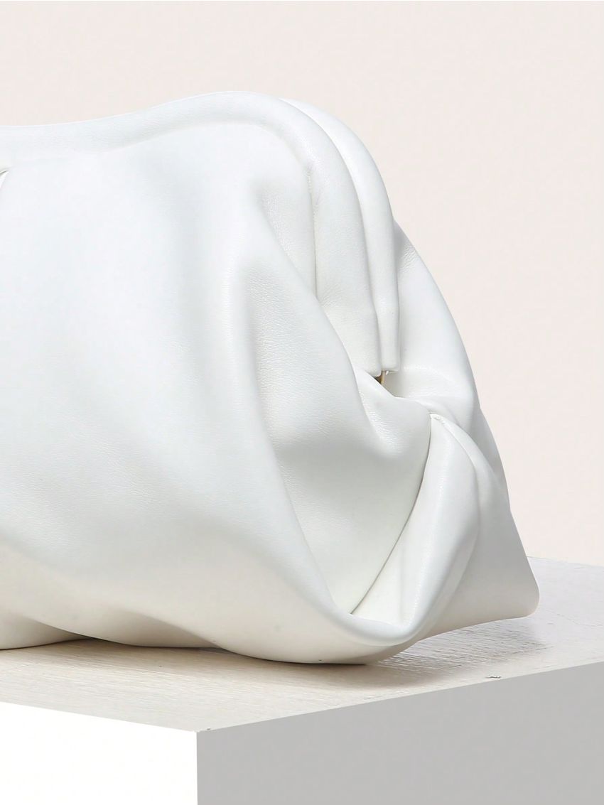 Metallic Ruched Bag Silver Clutch Bag For Daily