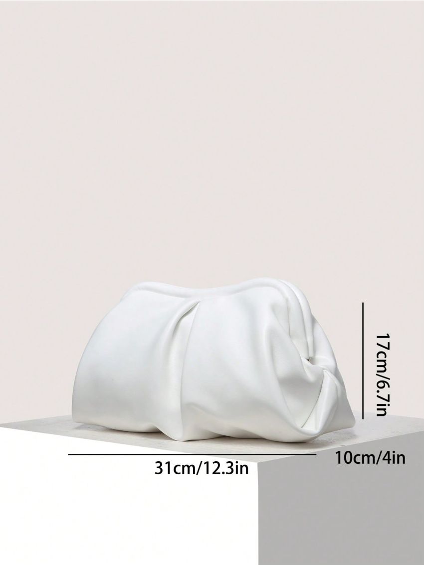 Metallic Ruched Bag Silver Clutch Bag For Daily