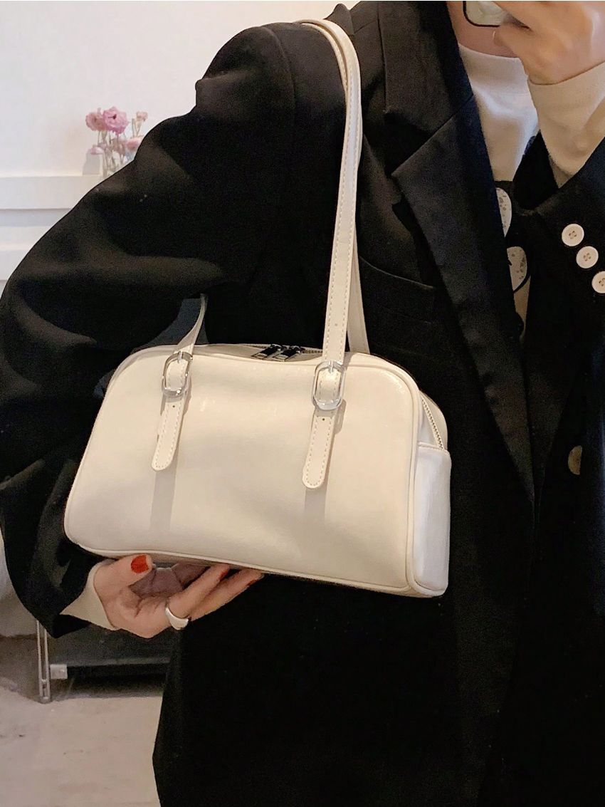 Medium Square Bag Buckle Decor PU