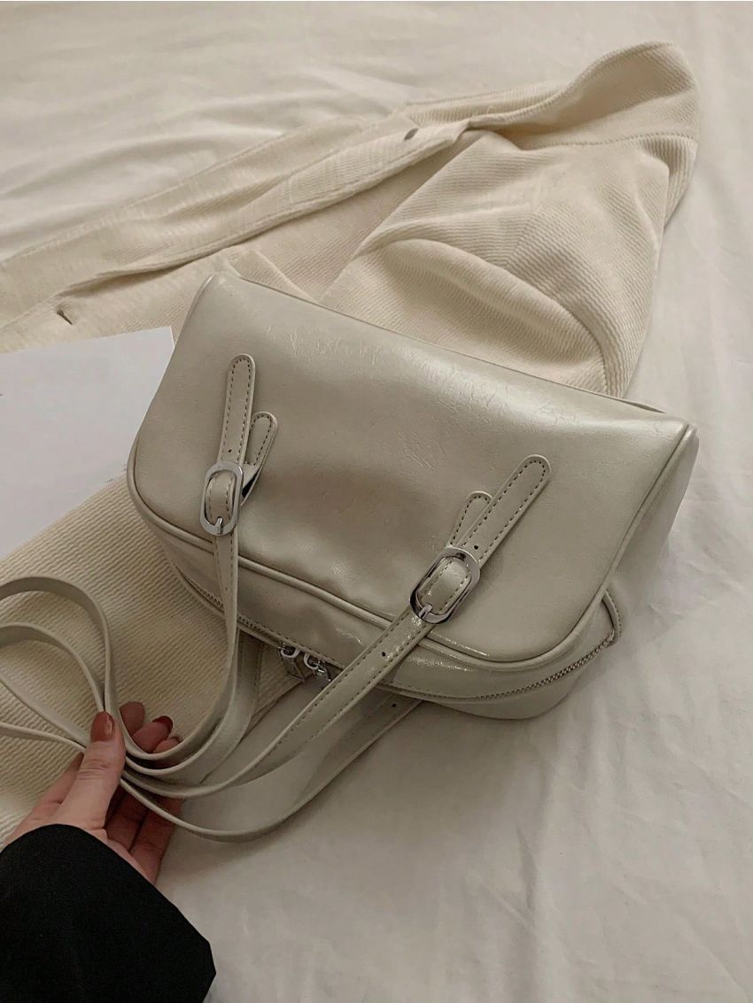 Medium Square Bag Buckle Decor PU