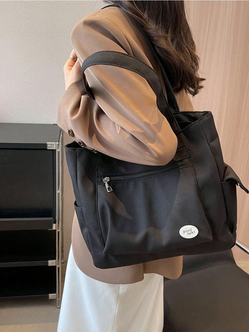 Medium Tote Bag Double Handle Solid Color