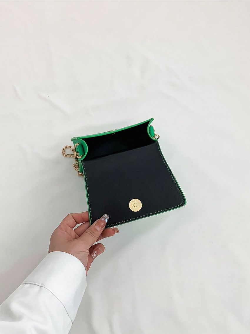 Mini Square Bag Solid Color Flap Chain Strap