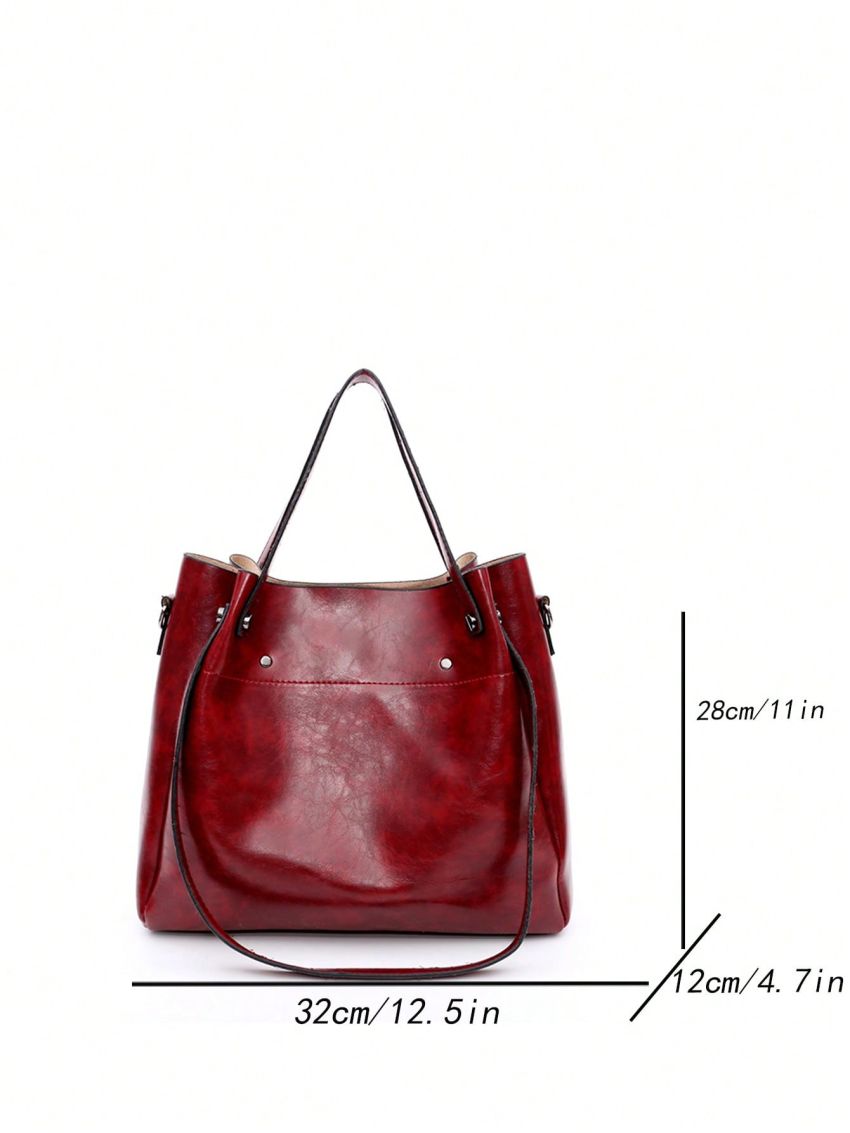 4pcs Bag Set Tote Bag Square Bag Women Purse Solid Color, Best Work Bag For Women