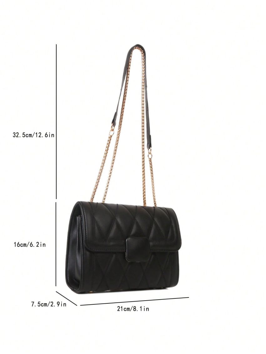 Small Square Bag Quilted Chain Strap Flap