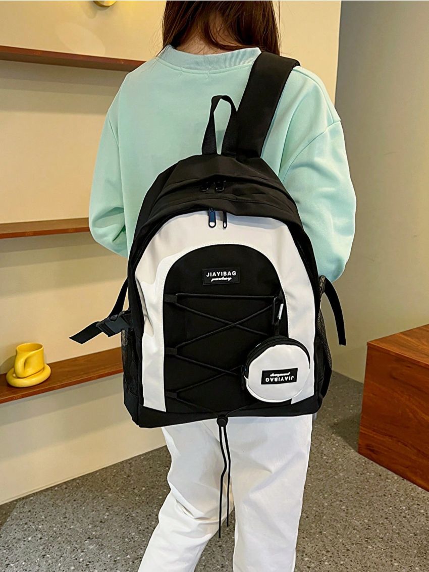 Drawstring Design Classic Backpack Medium With Coin Purse
