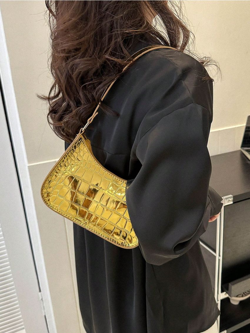 Crocodile Embossed Hobo Bag Mini Funky