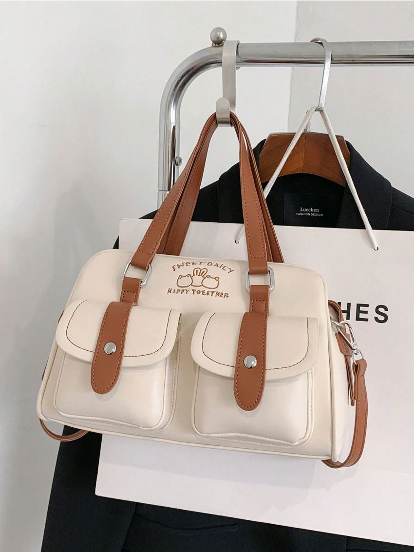 Medium Tote Bag Embroidery Design Double Handle