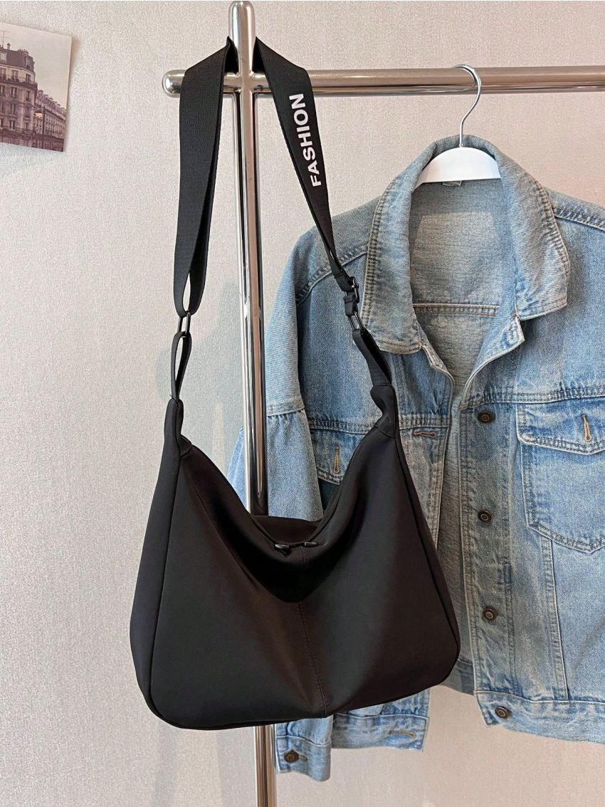 Medium Hobo Bag Nylon Minimalist Black