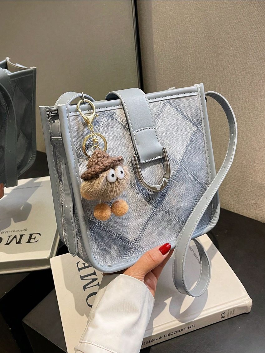 Mini Square Bag Geometric Pattern With Bag Charm