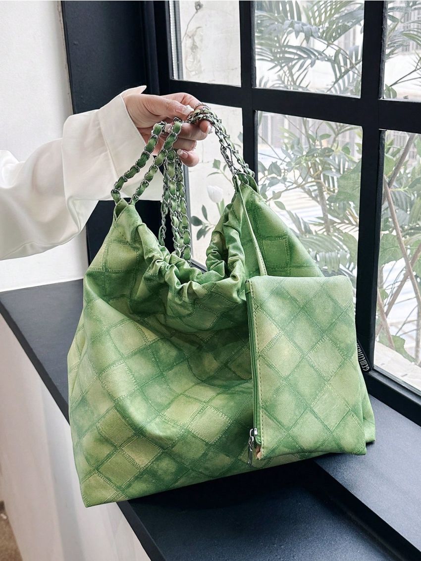 Geometric Pattern Hobo Bag With Coin Purse