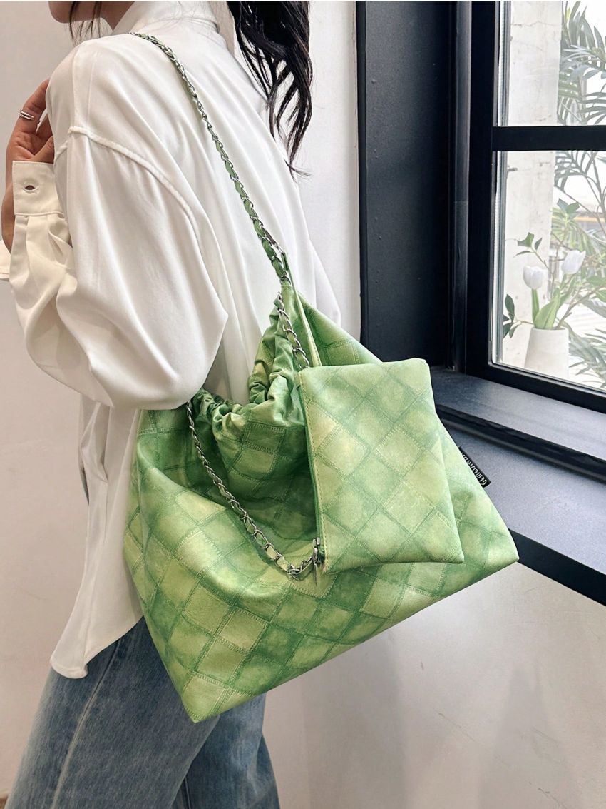 Geometric Pattern Hobo Bag With Coin Purse