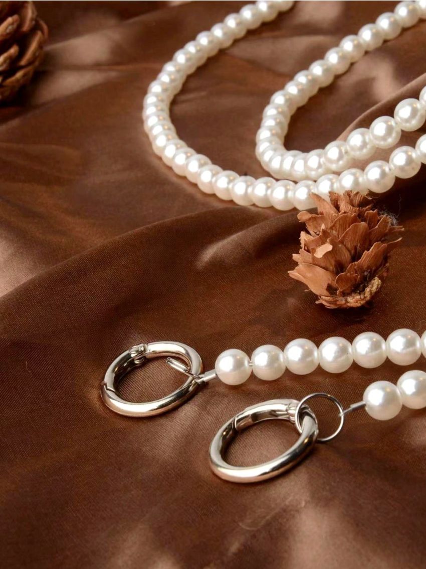 Faux Pearl Beaded Bag Strap Removable