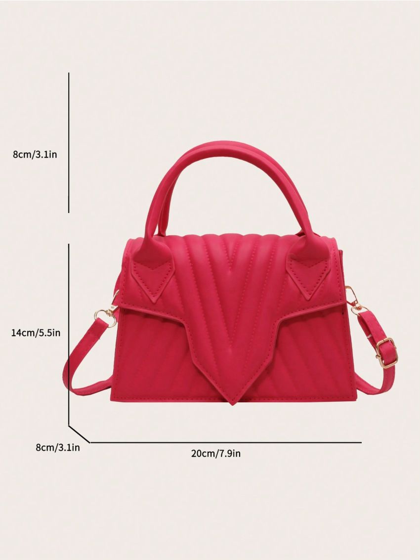 Mini Square Bag Chevron Pattern Flap Hot Pink Fashionable