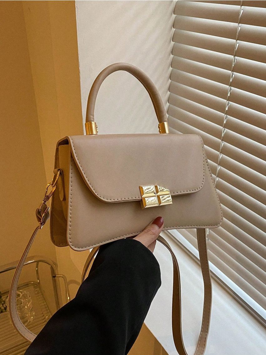 Small Novelty Bag Khaki Metal Decor Flap For Daily