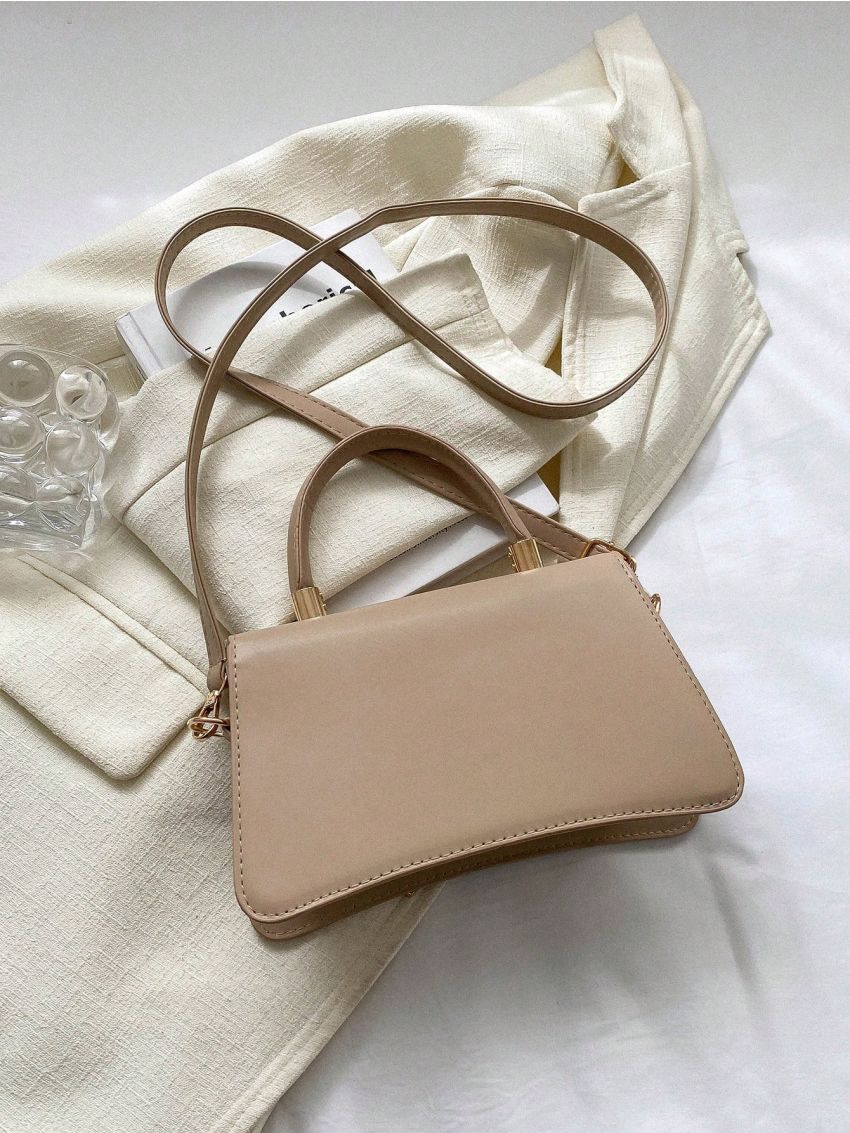Small Novelty Bag Khaki Metal Decor Flap For Daily