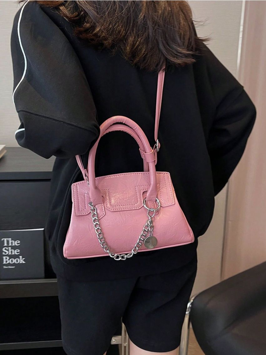 Small Square Bag Chain Decor Black