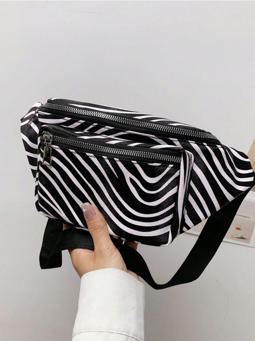 Medium Fanny Pack Zebra Striped Pattern