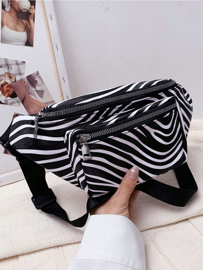 Medium Fanny Pack Zebra Striped Pattern