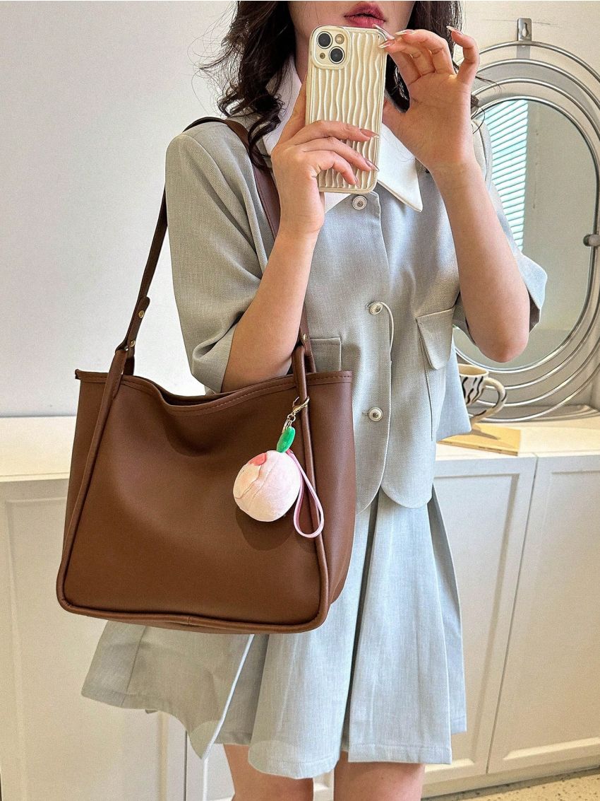 Bag Charm Decor Hobo Bag With Inner Pouch, Mothers Day Gift For Mom