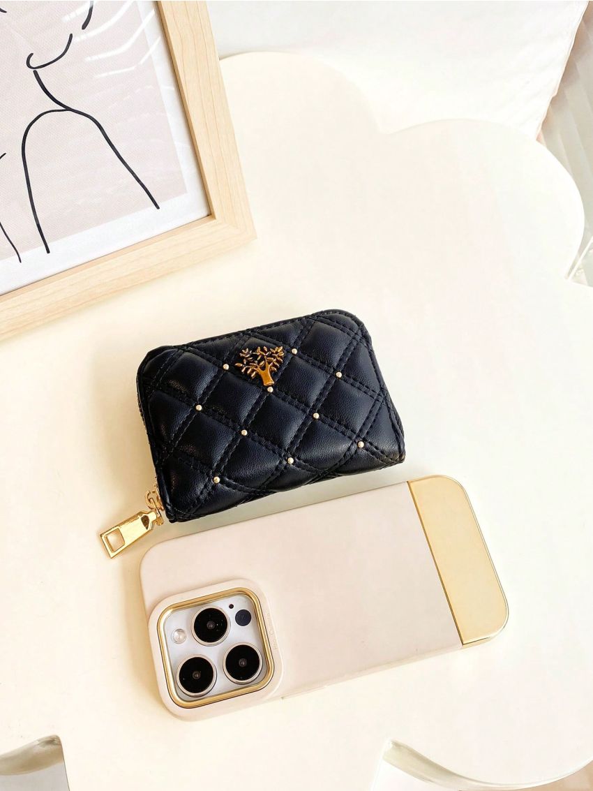 Quilted Pattern Multiple Card Slots Metal Tree Decor