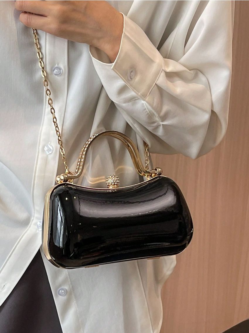 Mini Box Bag Rhinestone Decor